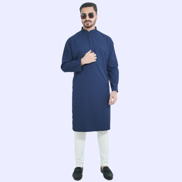 নেভি ব্লু কালার অরিজিনাল প্রিমিয়াম চায়না ফেব্রিকের সলিড পাঞ্জাবি