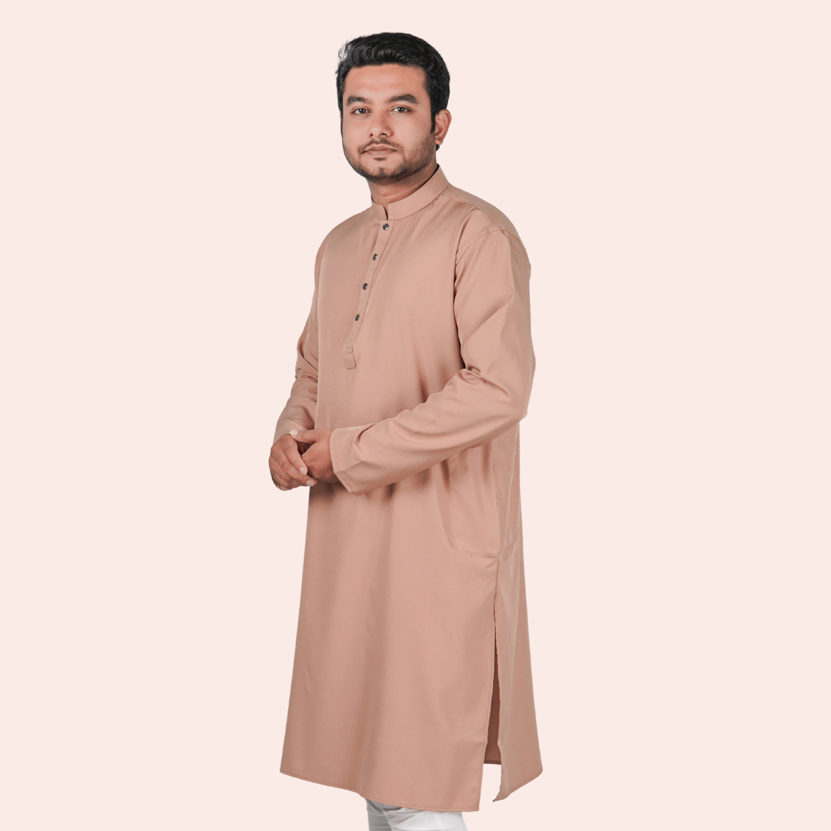 biscuit-1.png বিস্কুট কালার অরিজিনাল প্রিমিয়াম চায়না ফেব্রিকের সলিড পাঞ্জাবি - Image 1